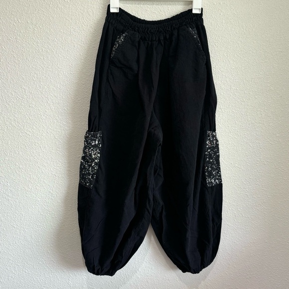 Harlem Pants Women's Small Black Elastic Waist Oversized Pockets Baggy Relaxed - Picture 6 of 9